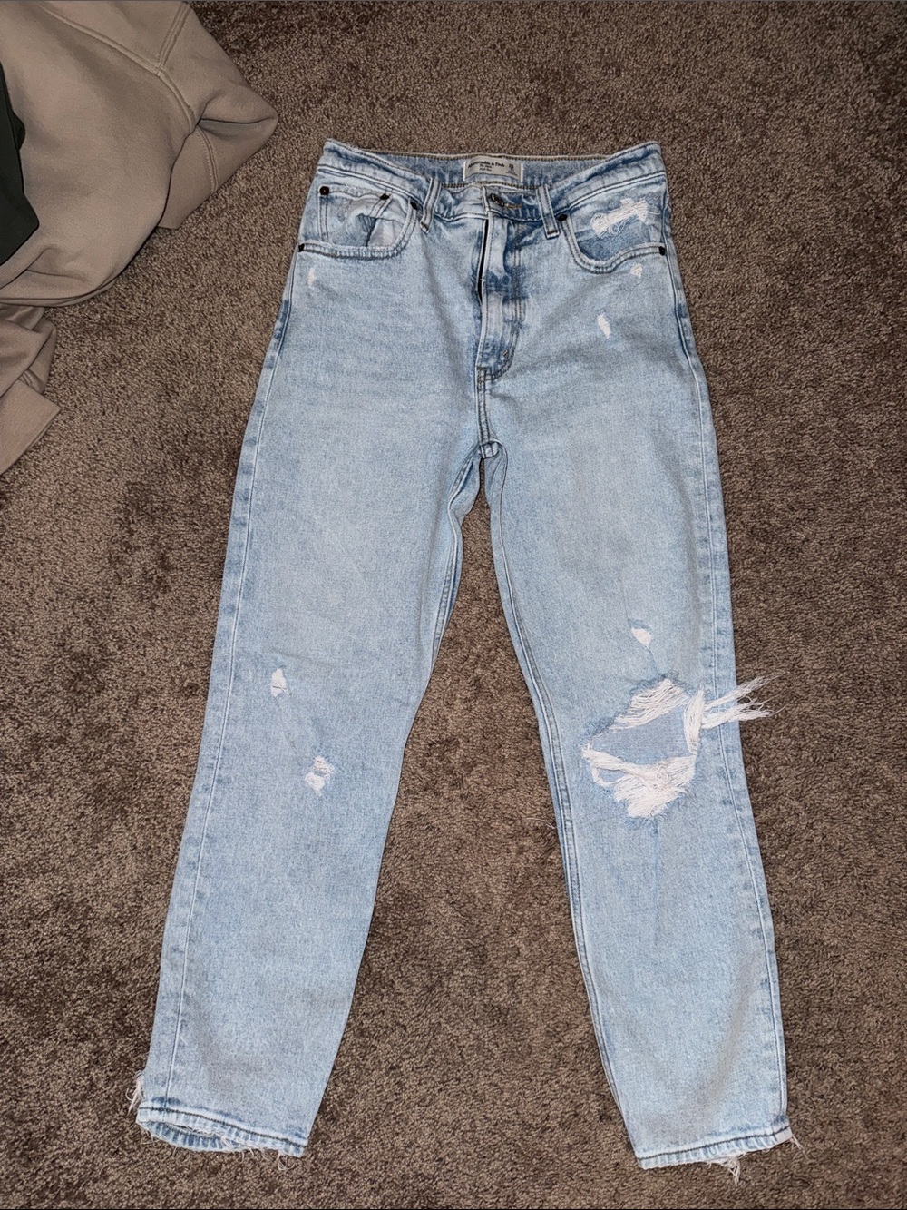Abercrombie & Fitch Light Blue Distressed Boyfriend Jeans